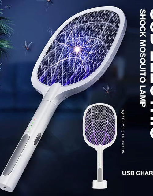 Load image into Gallery viewer, ZapAway USB Electric Mosquito Lamp &amp; Fly Swatter – Portable Handheld Triple-Layer Mesh for Instant Relief
