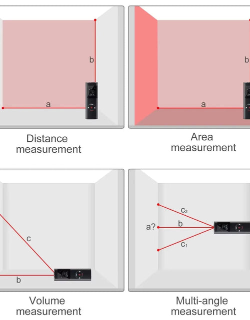 Load image into Gallery viewer, SmartMeasure 40M/60M Mini Laser Distance Meter – USB Rechargeable Handheld Rangefinder for Accurate Measurements
