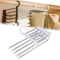 MaxiRack 5-in-1 Magic Trouser Rack – Stainless Steel Folding Pant & Tie Organizer for Closet & Wardrobe Storage