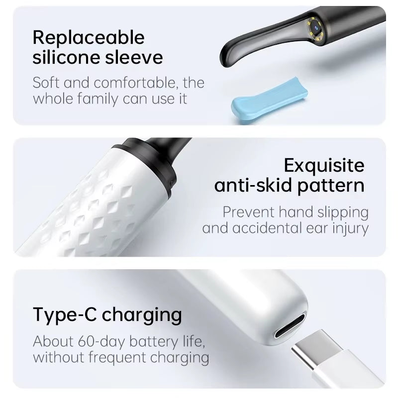 ClearView WiFi Ear Camera – HD Visual Ear Cleaner with LED Lights & Mini Earpick