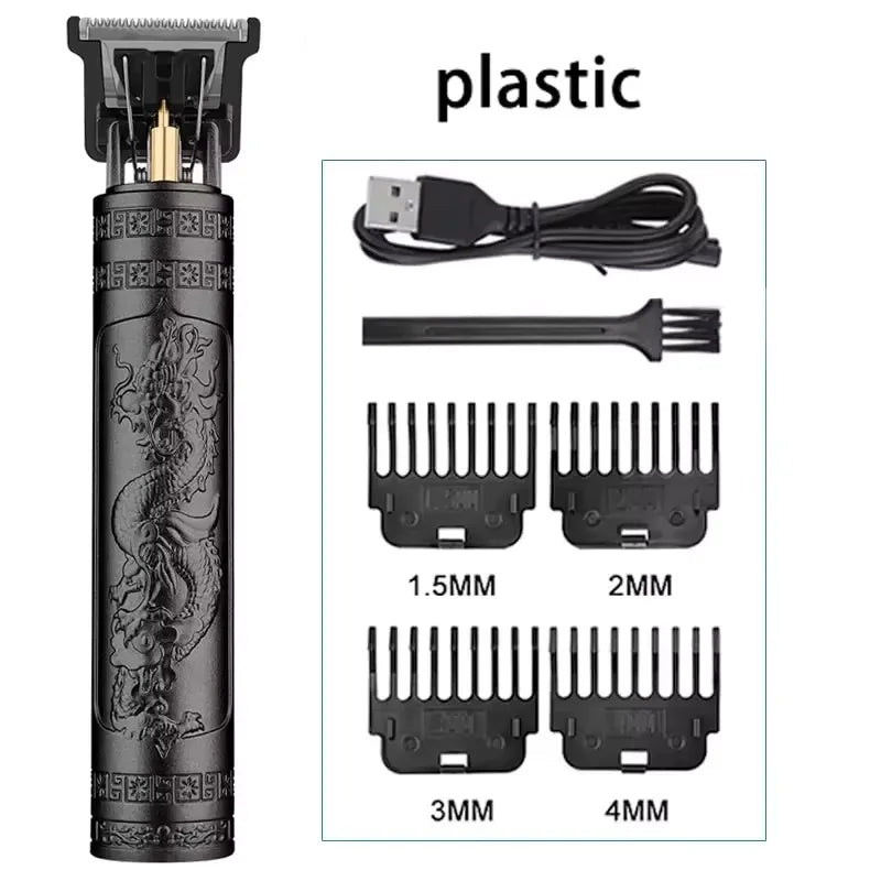 Rechargeable Trimmer with Engraved Dragon & Buddha Design