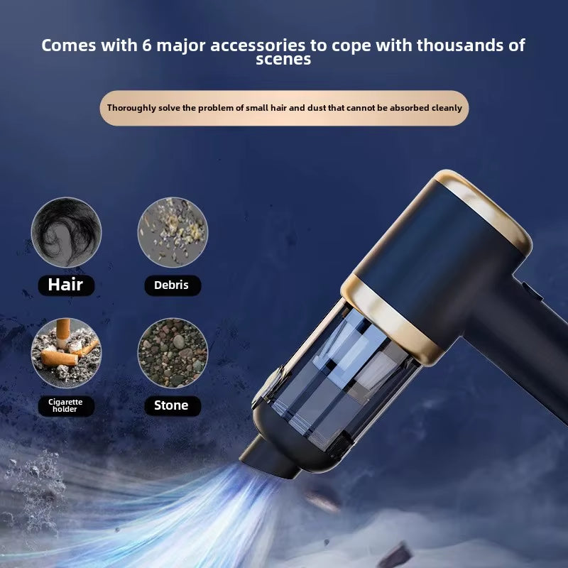 PowerClean Pro – Wireless Mini Car Vacuum Cleaner with High Suction & Dual-Purpose Blow/Suction