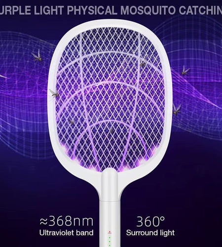 ZapAway USB Electric Mosquito Lamp & Fly Swatter – Portable Handheld Triple-Layer Mesh for Instant Relief