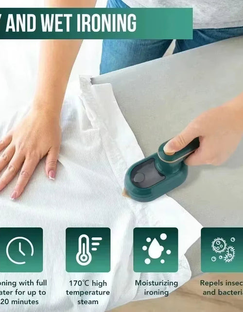 Load image into Gallery viewer, SteamJet Mini Iron – Portable Handheld Rotating Steam Iron for Home &amp; Travel
