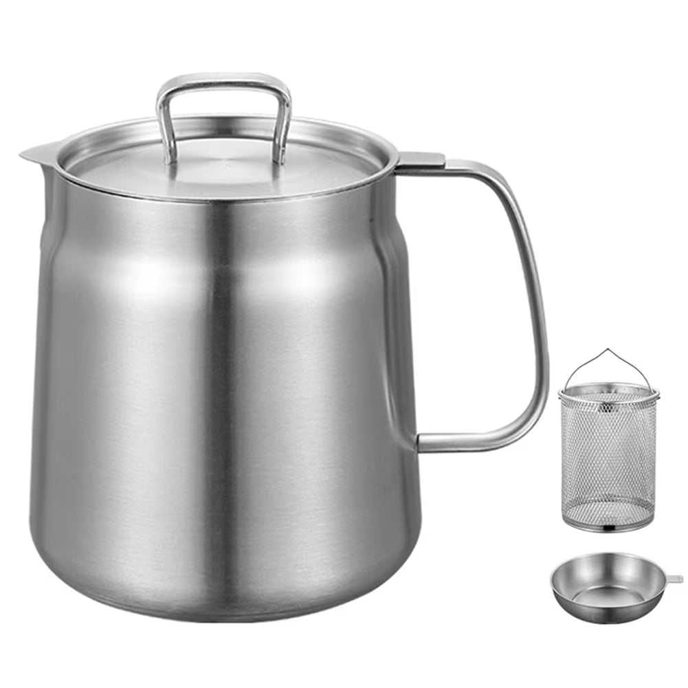 FryMaster 1.5/2L Stainless Steel Kitchen Fryer – Large Capacity Deep Frying Pot with Oil Filter