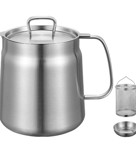 FryMaster 1.5/2L Stainless Steel Kitchen Fryer – Large Capacity Deep Frying Pot with Oil Filter