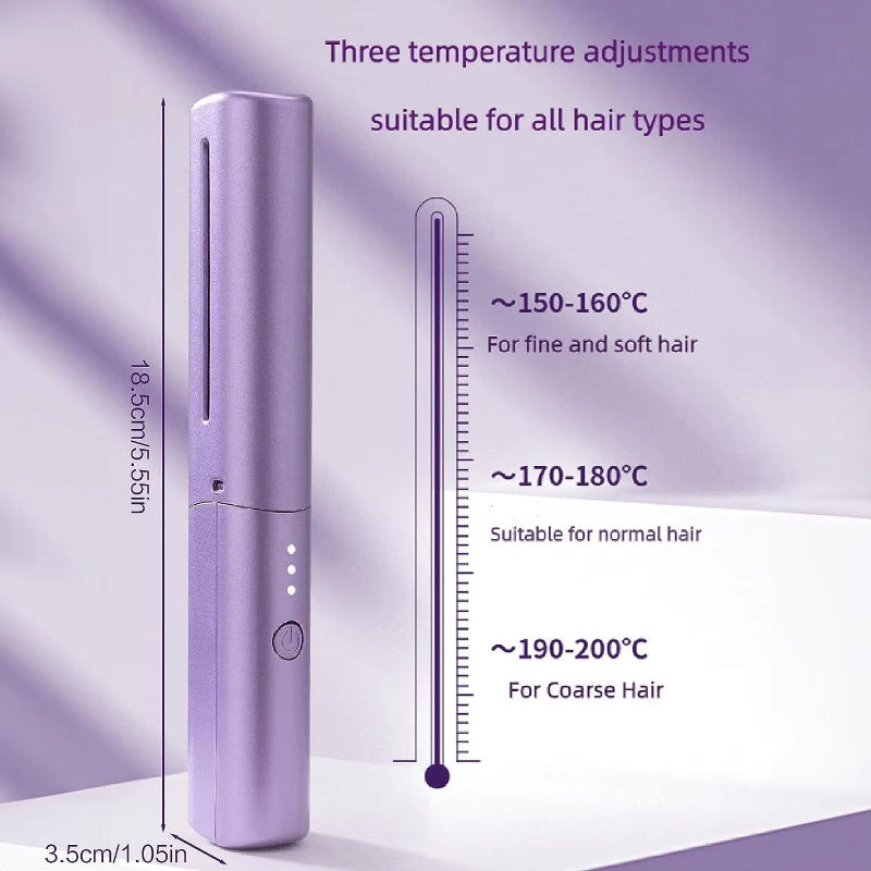 GlamWave Pro – Portable Wireless Heated Hair Straightener & Curler Brush